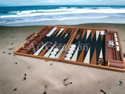 Abacus Backgammon Set Sapelli Wood