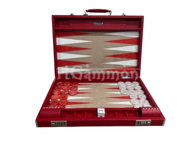 Tournament Size Red Croco Backgammon Set