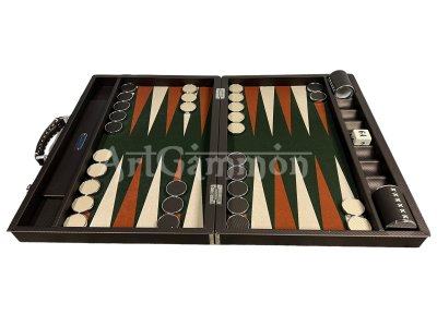 Tournament Size Chocolate Color Carbon Fiber Backgammon Set