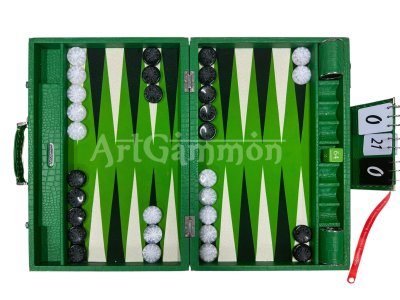 Green Croco Backgammon Board
