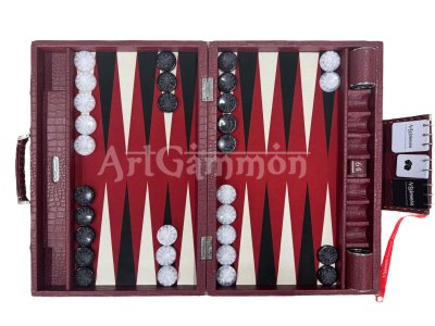 Burgundy Croco Backgammon Board