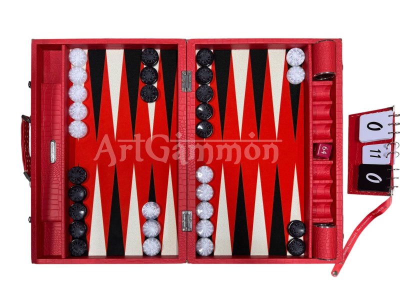 Scarlet Red Croco Backgammon Board