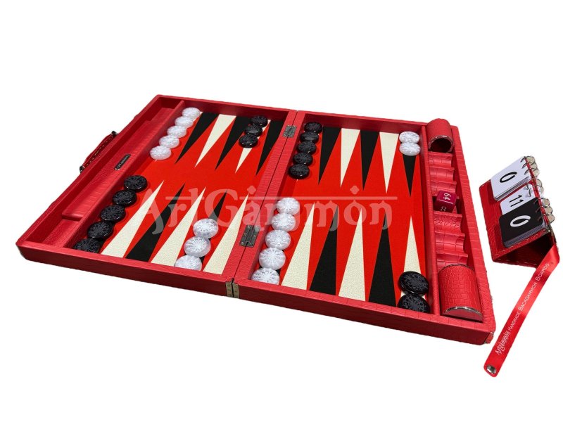 Scarlet Red Croco Backgammon Board