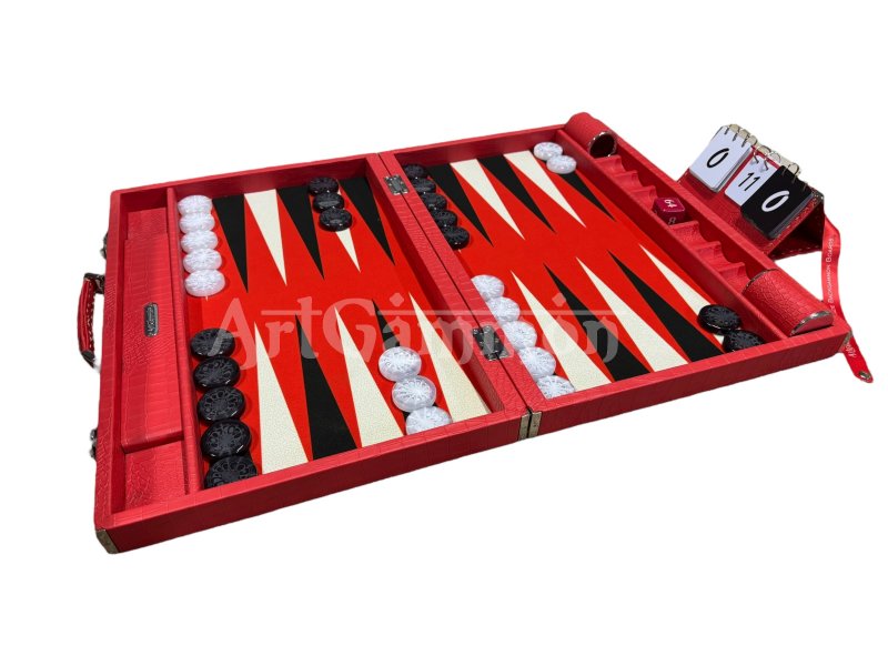 Scarlet Red Croco Backgammon Board