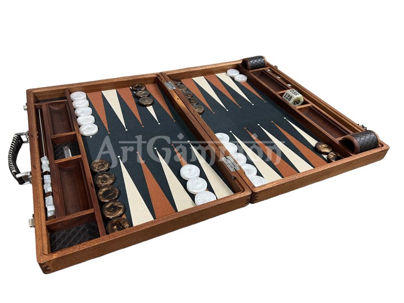 Abacus Backgammon Set Sapelli Wood