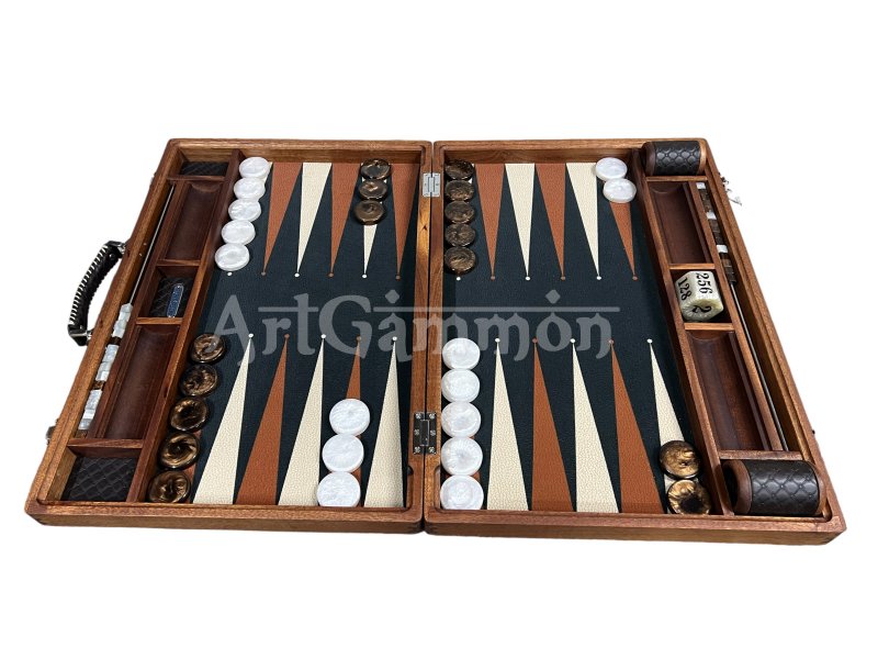 Abacus Backgammon Set Sapelli Wood