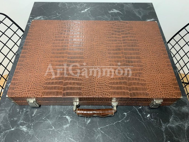Long Size Backgammon Board Brown Croco
