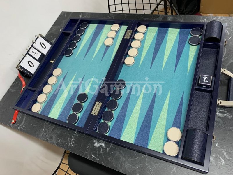 Tournament Size Wood Blue&Metal Checkers