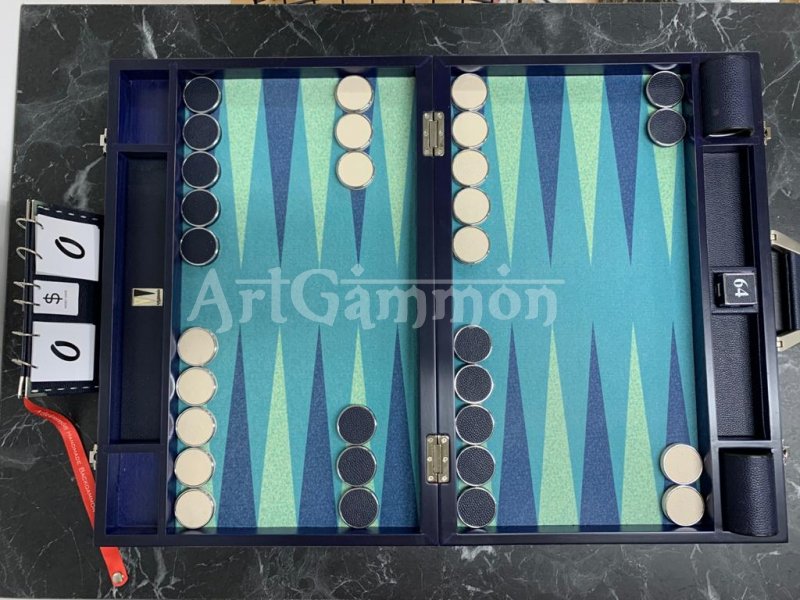 Tournament Size Wood Blue&Metal Checkers