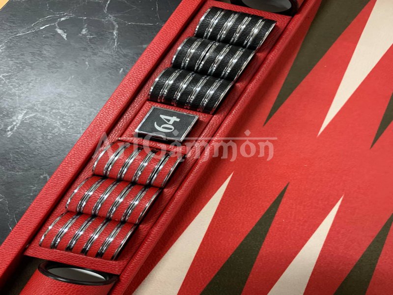 Chrome Plated Backgammon Checkers Leather