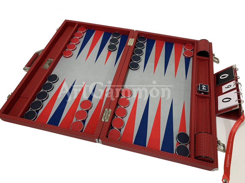 Competition Size Backgammon Set & ZMK Checkers Leather Wrapped