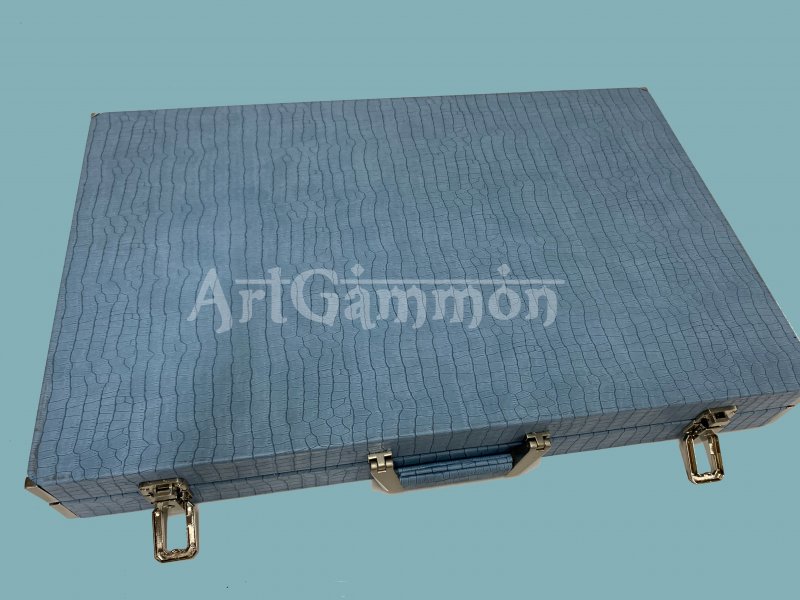 Competition Size Backgammon Set  Blue Croco Set