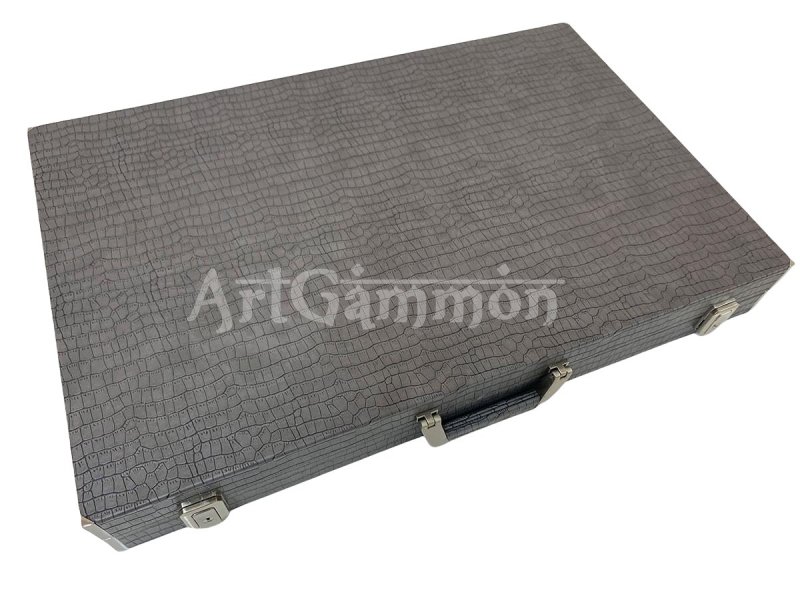 Championship Size Backgammon Set & Chrome Checkers Gray