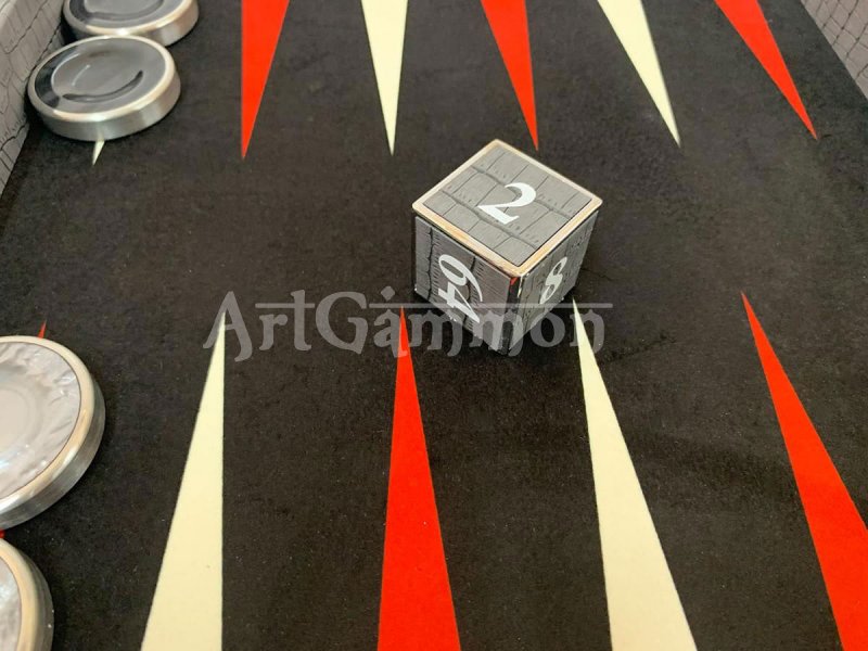 Championship Size Backgammon Set & Chrome Checkers Gray