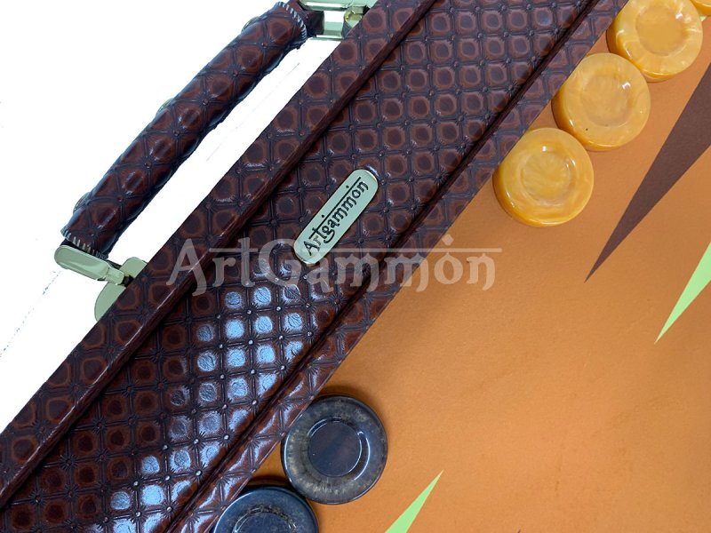 Tournament Size Tan Backgammon Set