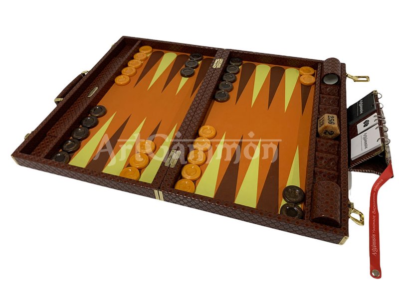 Tournament Size Tan Backgammon Set