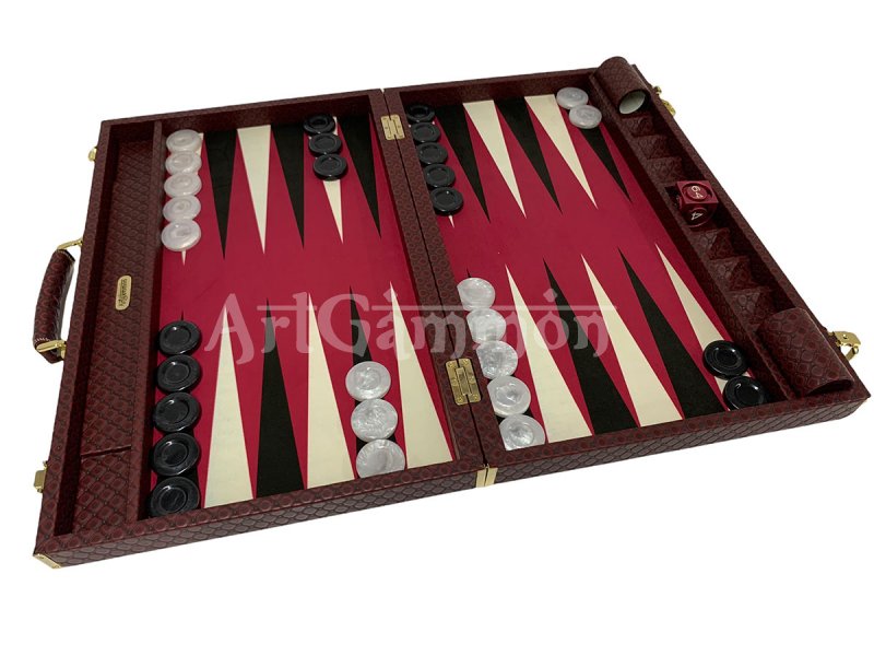 Tournament Size Burgundy Backgammon Set Octo