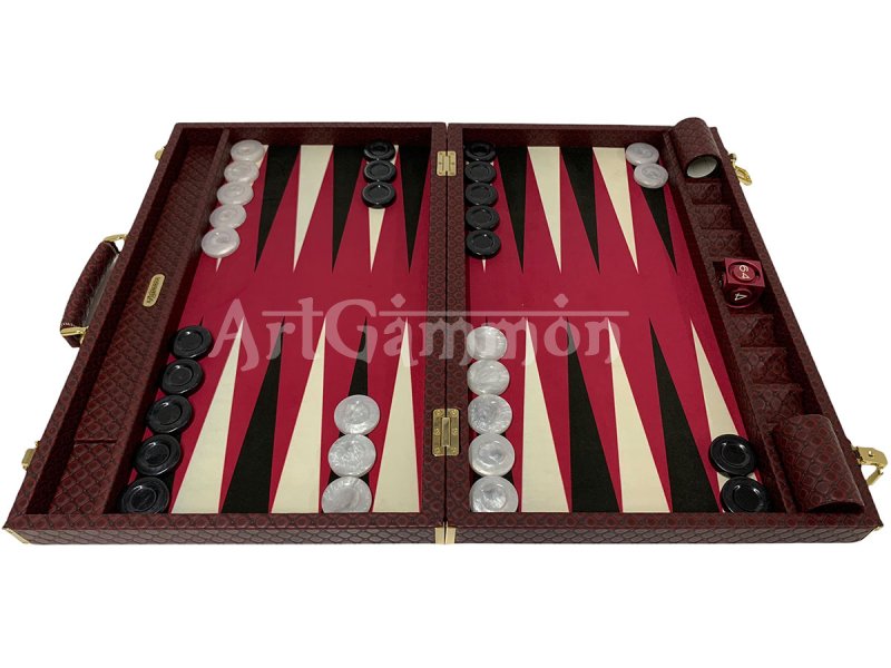 Tournament Size Burgundy Backgammon Set Octo
