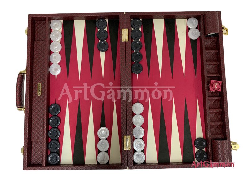 Tournament Size Burgundy Backgammon Set Octo