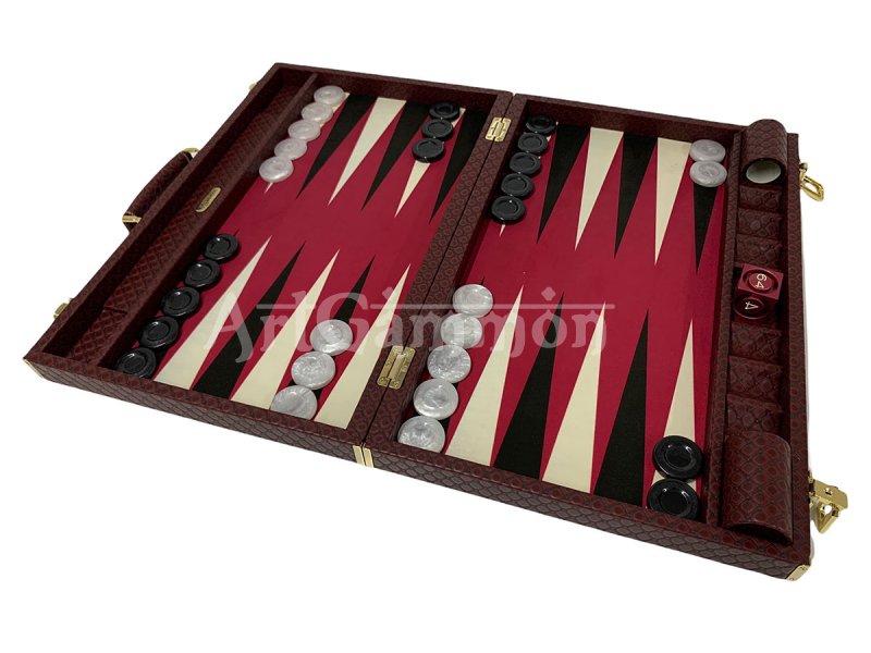 Tournament Size Burgundy Backgammon Set Octo