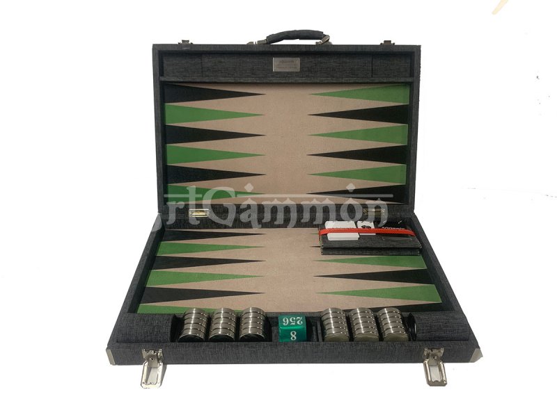 Competition Size Backgammon Set & Chrome Checkers