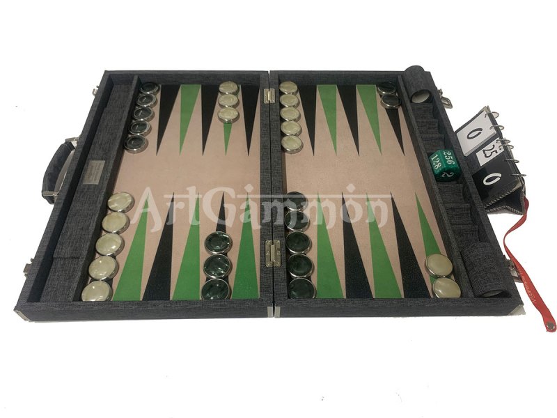 Competition Size Backgammon Set & Chrome Checkers