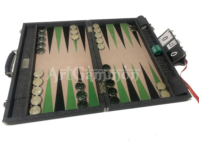 Competition Size Backgammon Set & Chrome Checkers