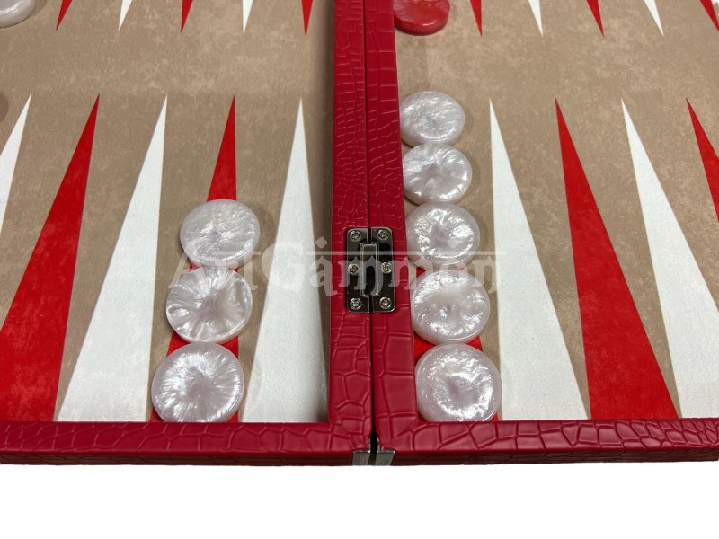 Tournament Size Red Croco Backgammon Set