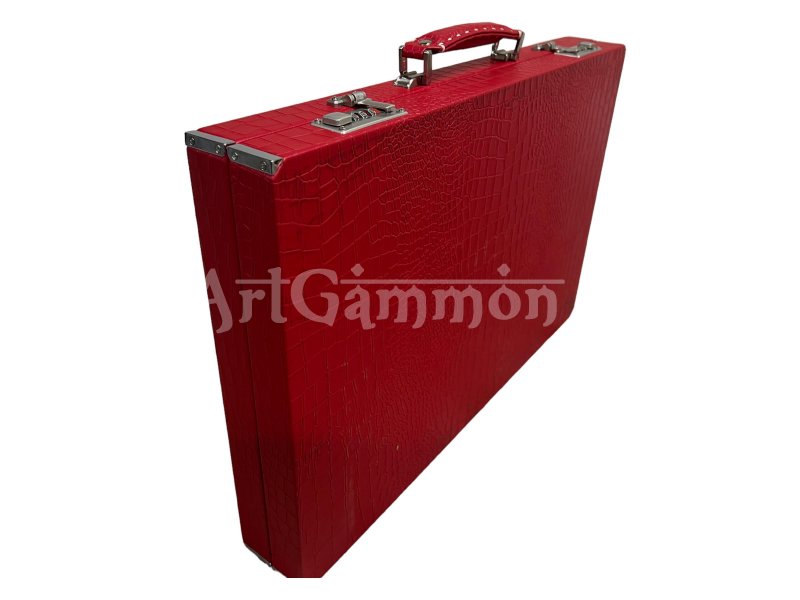 Tournament Size Red Croco Backgammon Set