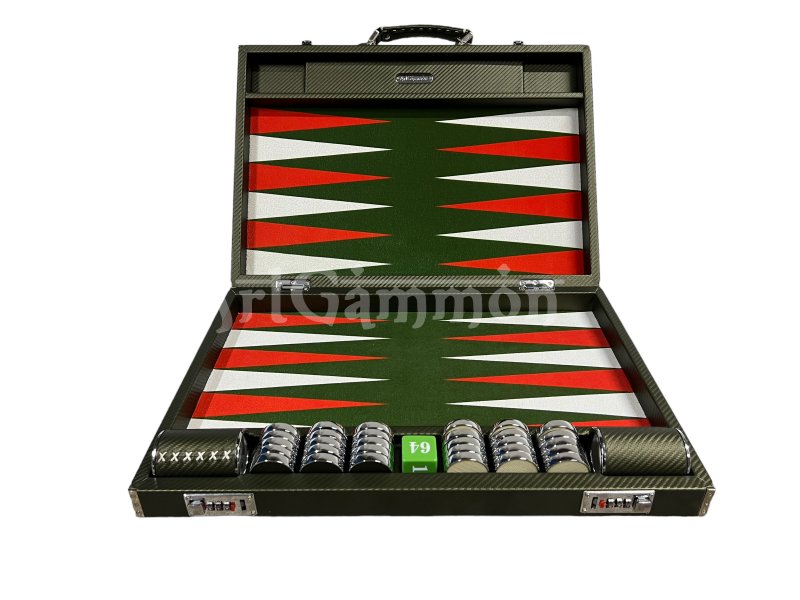 Tournament Size Green Color Carbon Fiber Backgammon Set