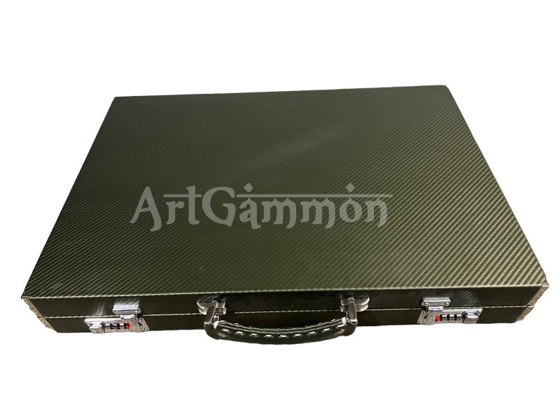 Tournament Size Green Color Carbon Fiber Backgammon Set