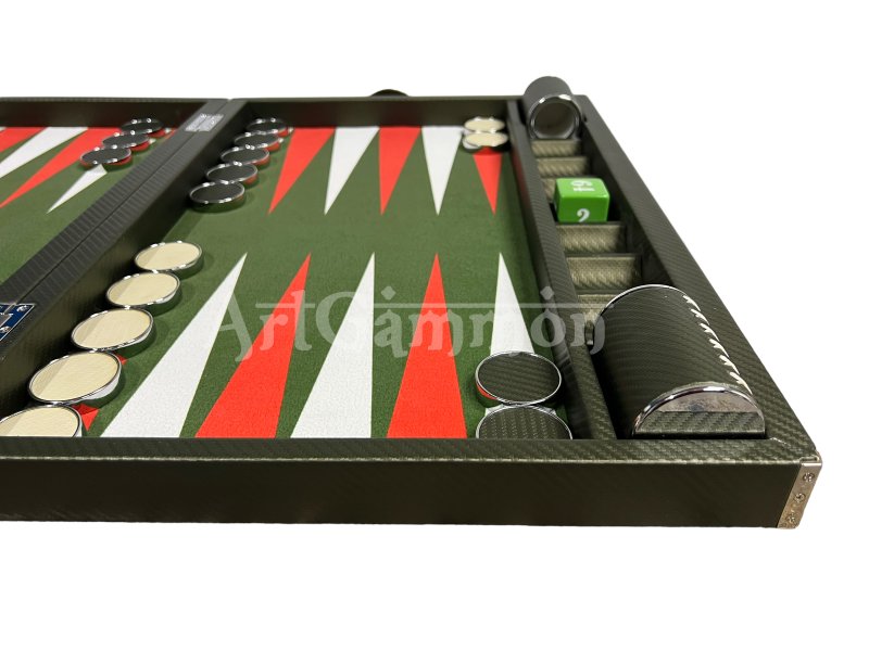 Tournament Size Green Color Carbon Fiber Backgammon Set