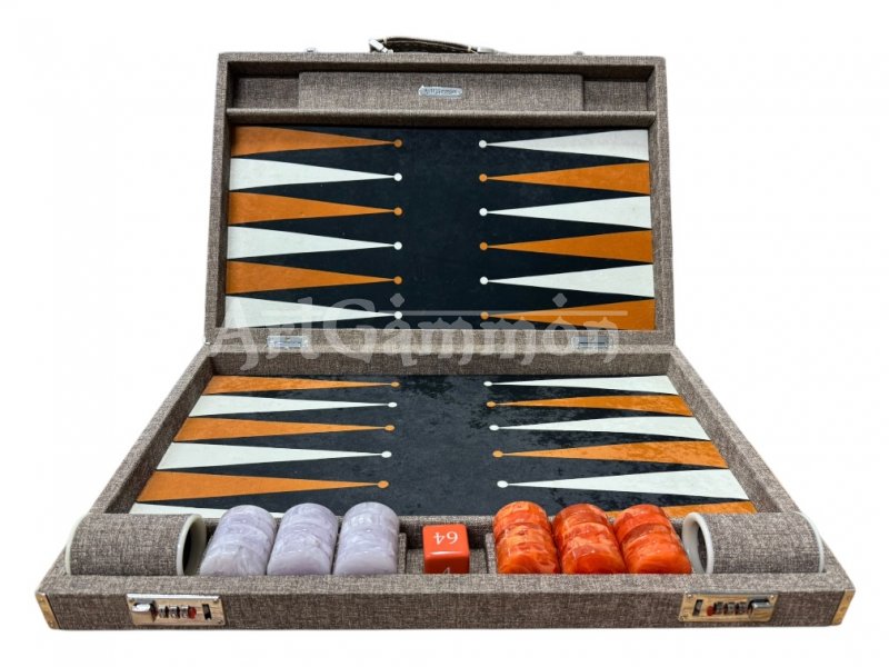 Cream Textile Look Backgammon Set