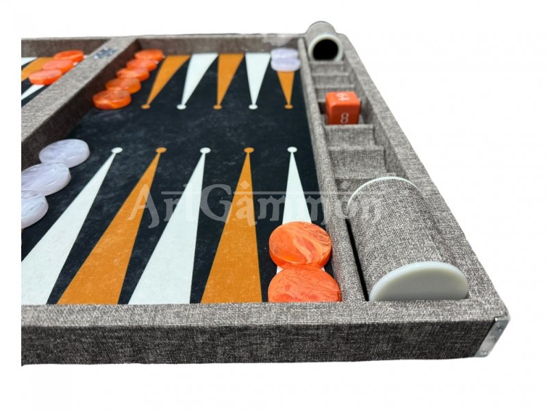 Cream Textile Look Backgammon Set
