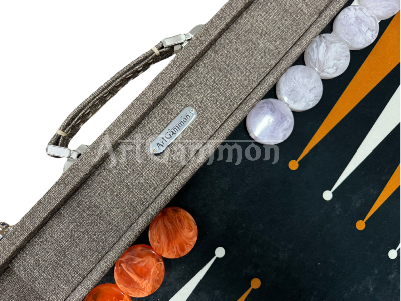 Cream Textile Look Backgammon Set