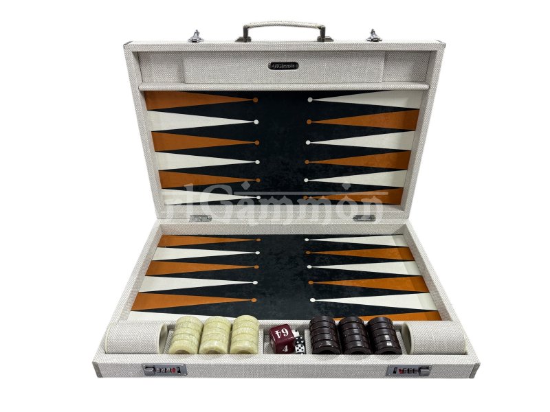 White Textile Look Backgammon Set