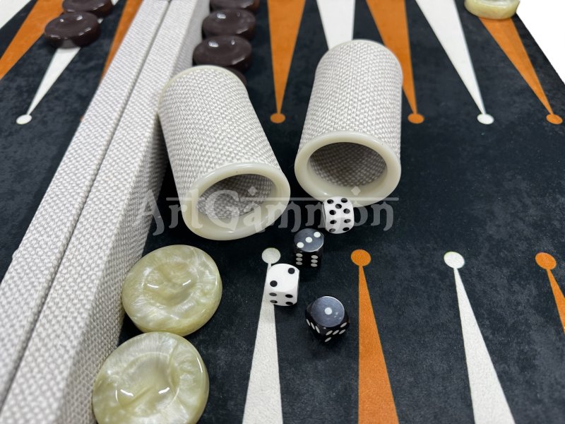 White Textile Look Backgammon Set