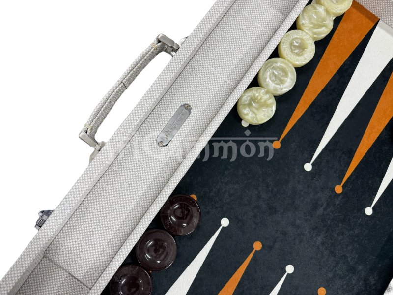 White Textile Look Backgammon Set