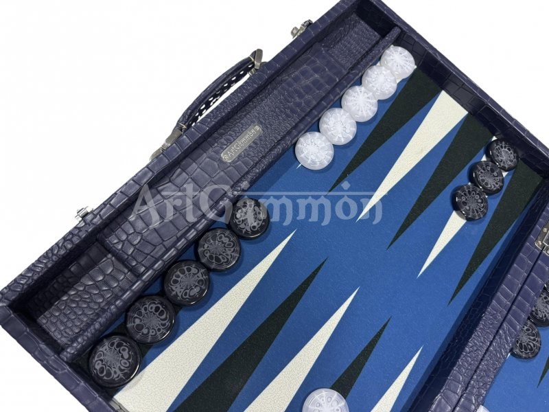Navy Blue Croco Backgammon Board