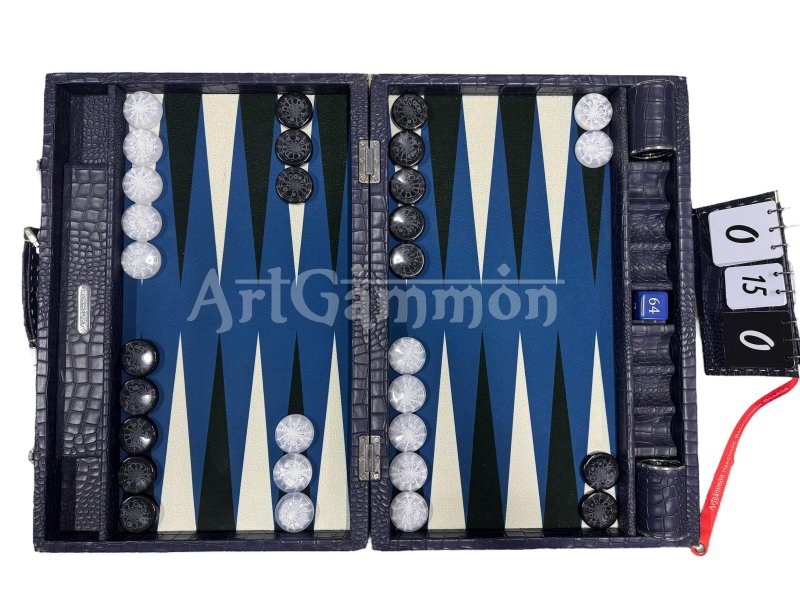 Navy Blue Croco Backgammon Board