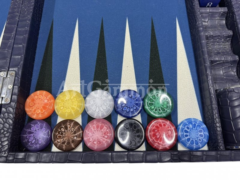 Navy Blue Croco Backgammon Board