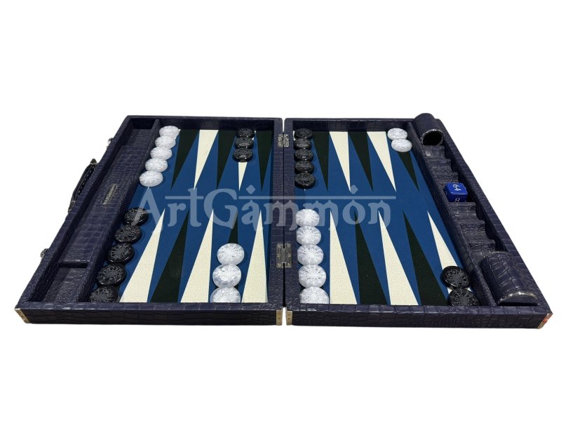 Navy Blue Croco Backgammon Board