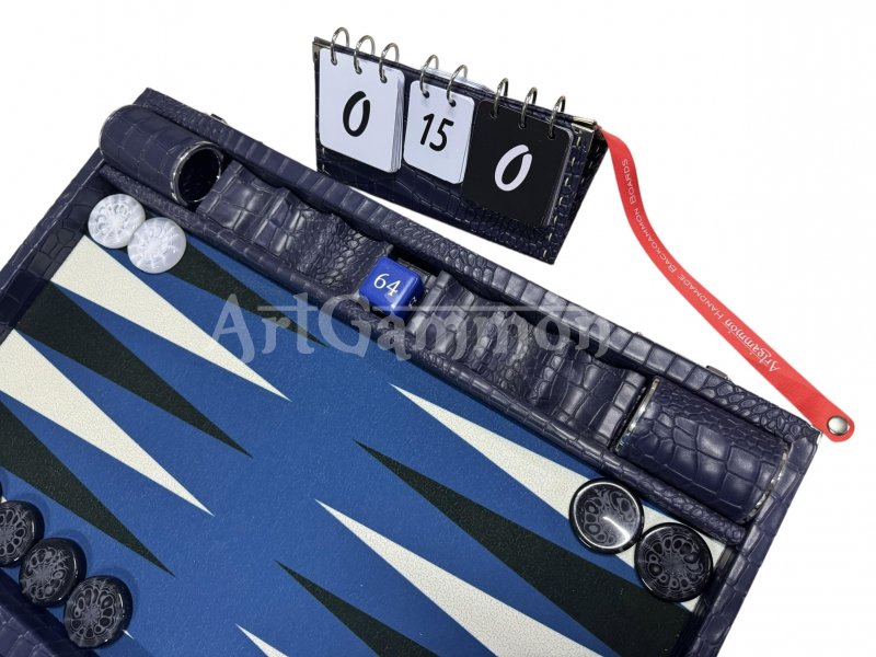 Navy Blue Croco Backgammon Board