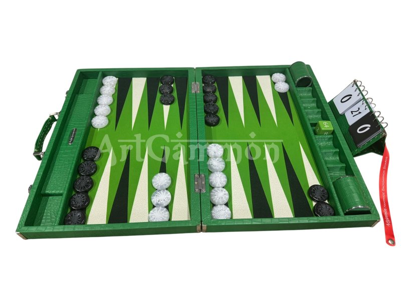 Green Croco Backgammon Board