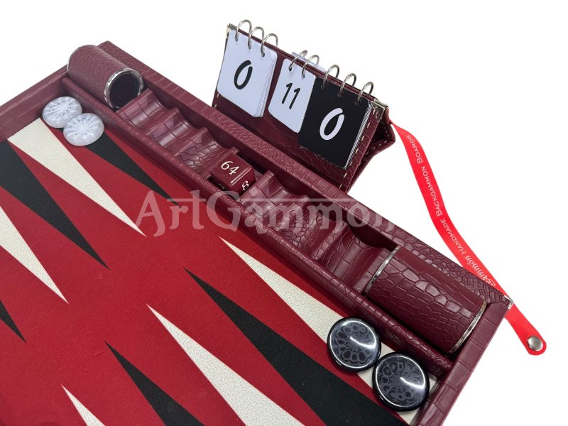 Burgundy Croco Backgammon Board