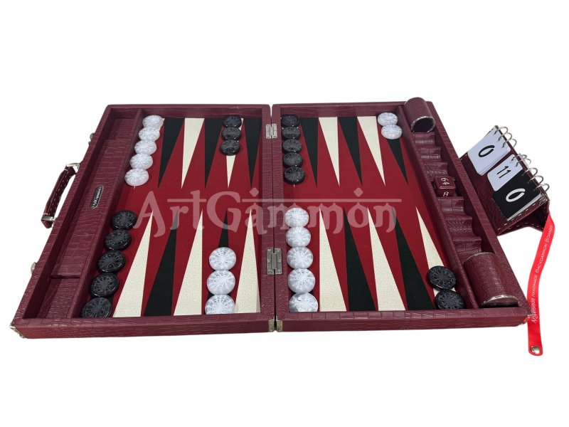Burgundy Croco Backgammon Board