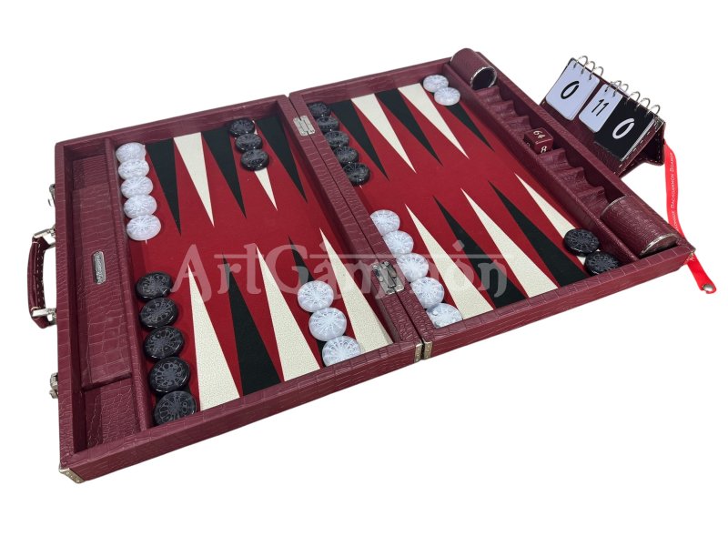 Burgundy Croco Backgammon Board