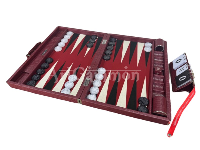 Burgundy Croco Backgammon Board